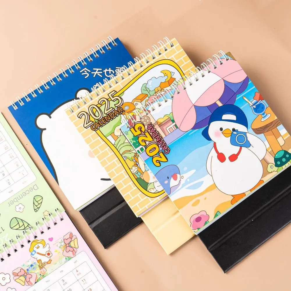 Cute Planning Cartoon 2025 Calendar Time Date To Do List Mini Desk Calendar Agenda Korean style Standing Flip Calendar Student