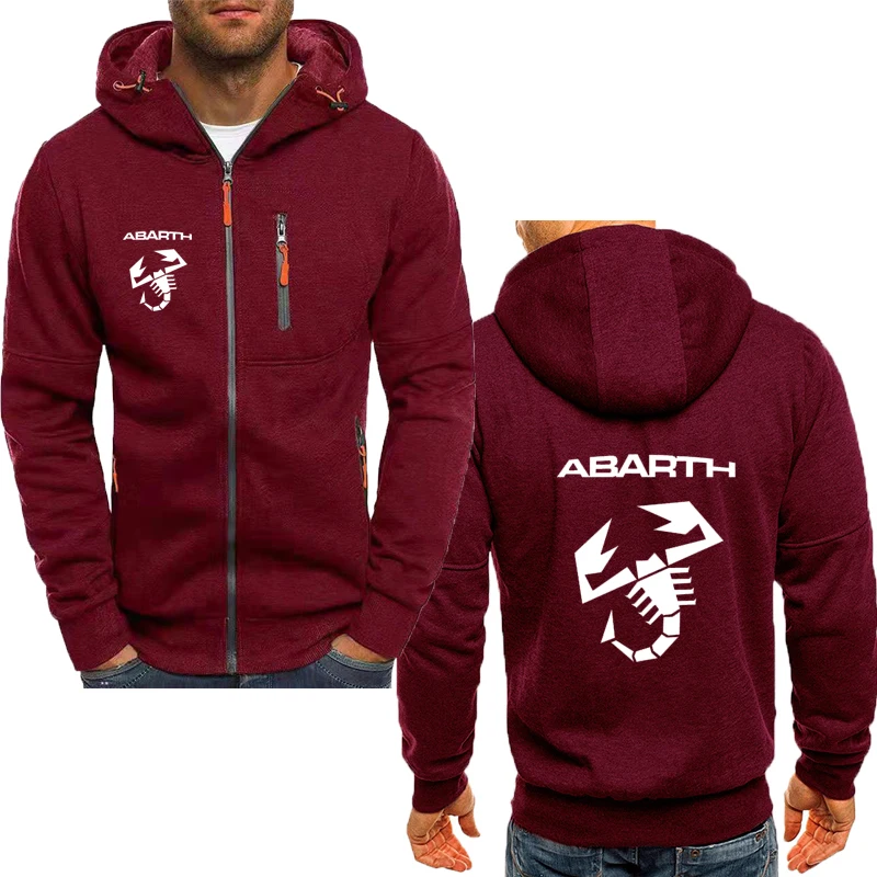 Mannen Rits Jasje Sweatshirt Abarth Logo Print Lente Herfst Nieuwe Punk Casual Losse Straat Oversized Mannen Hoodie top