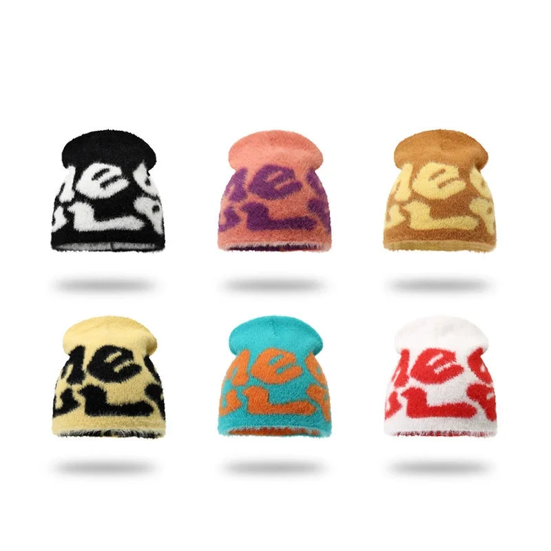 2026 Autumn and Winter Polyester Print Thicken Knitted Hat Warm Skullies Cap Beanie Hat For Men and Women 44