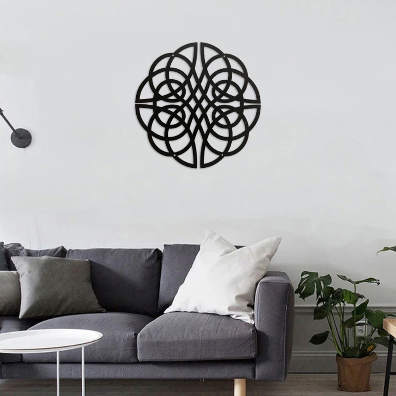 الحد الأدنى المعادن CelticKnot جدار ديكور معلق جدار معدني فن النحت غرفة المعيشة الديكور الأسود انقطاع دروبشيبينغ