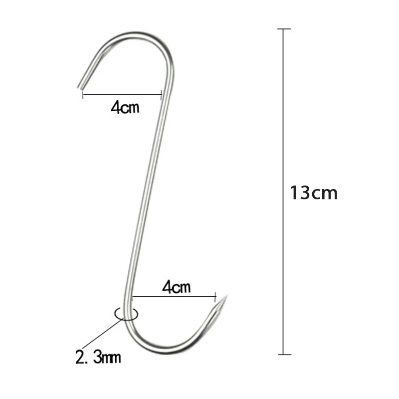 خطاف من الفولاذ المقاوم للصدأ للنقانق ، الخطاف الخطاف الخطاف ، لحم الخنزير المقدد وطويل ، 20 *