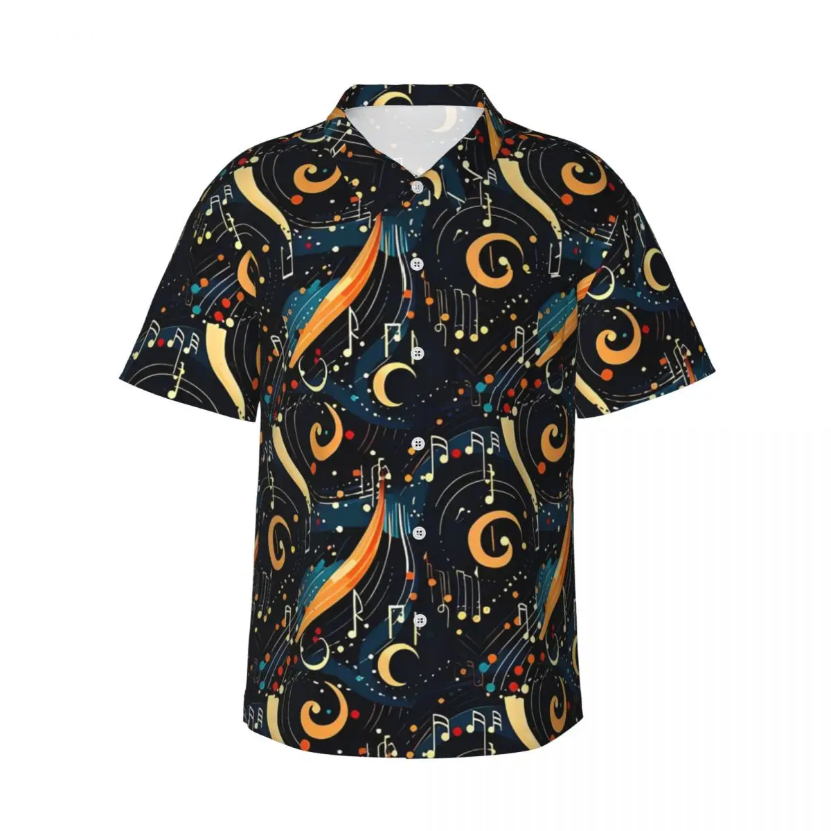 

Modern Design Music Note Vacation Shirt Male Casual Shirts Hawaiian Short Sleeves Graphic Classic Oversized Blouses Gift