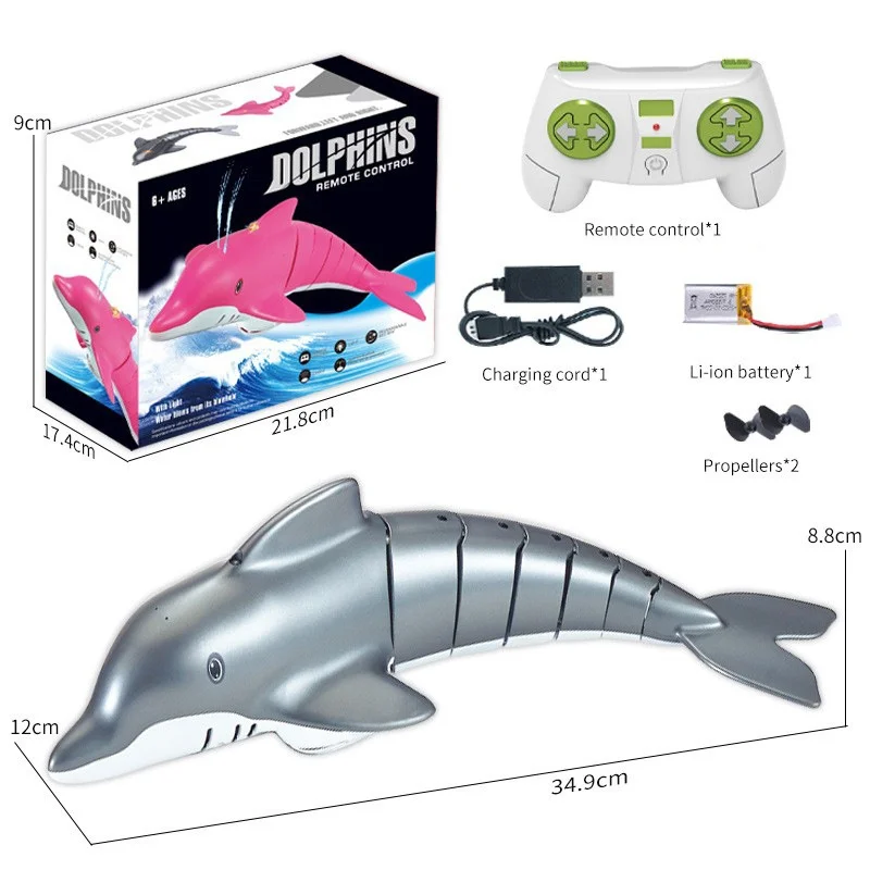 2.4g controle remoto completo pode pulverizar água simulação golfinho mergulho elétrico selado à prova dwaterproof água carregamento barco de controle remoto
