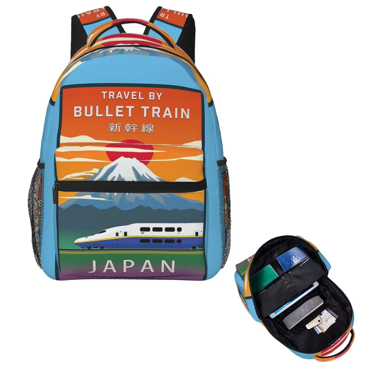 Japanese Shinkansen Bullet Trains Student Backpack School Bag Hiking Travel Daypack for Men Women Fashion Bookbag Shoulder Bags