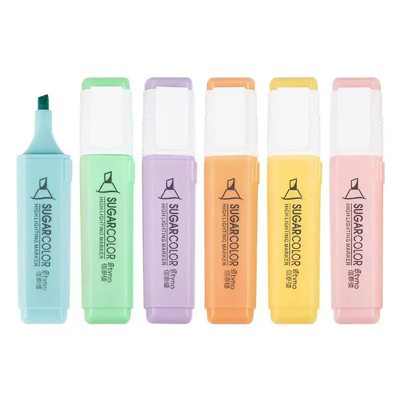 6pcs Macaron highlighters Large capacity markers for students to highlight markers to take notes colored pens