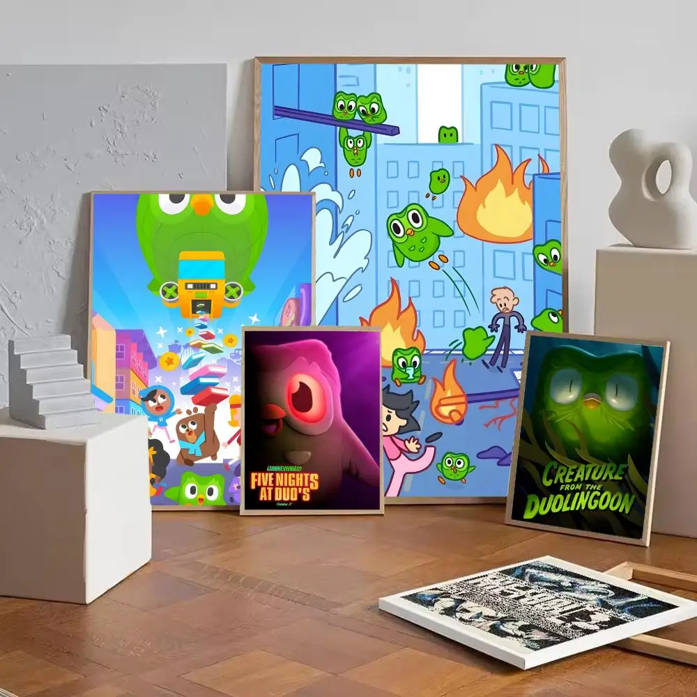 Duolingo البومة الثنائي المشارك ورقة طباعة غرفة المعيشة المنزلي غرفة نوم مدخل بار مقهى الفن اللوحة الديكور