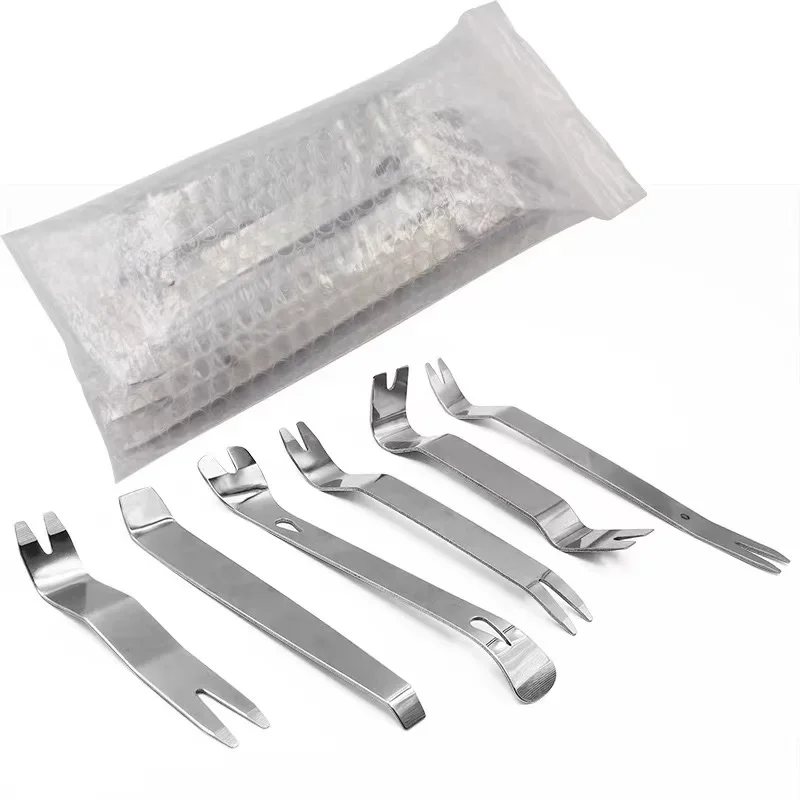 1Pcs Car Interior Trim Removal Tool, Stainless Steel Clip Pry Bar, Fastener Remover Kit, Panel Dash Puller