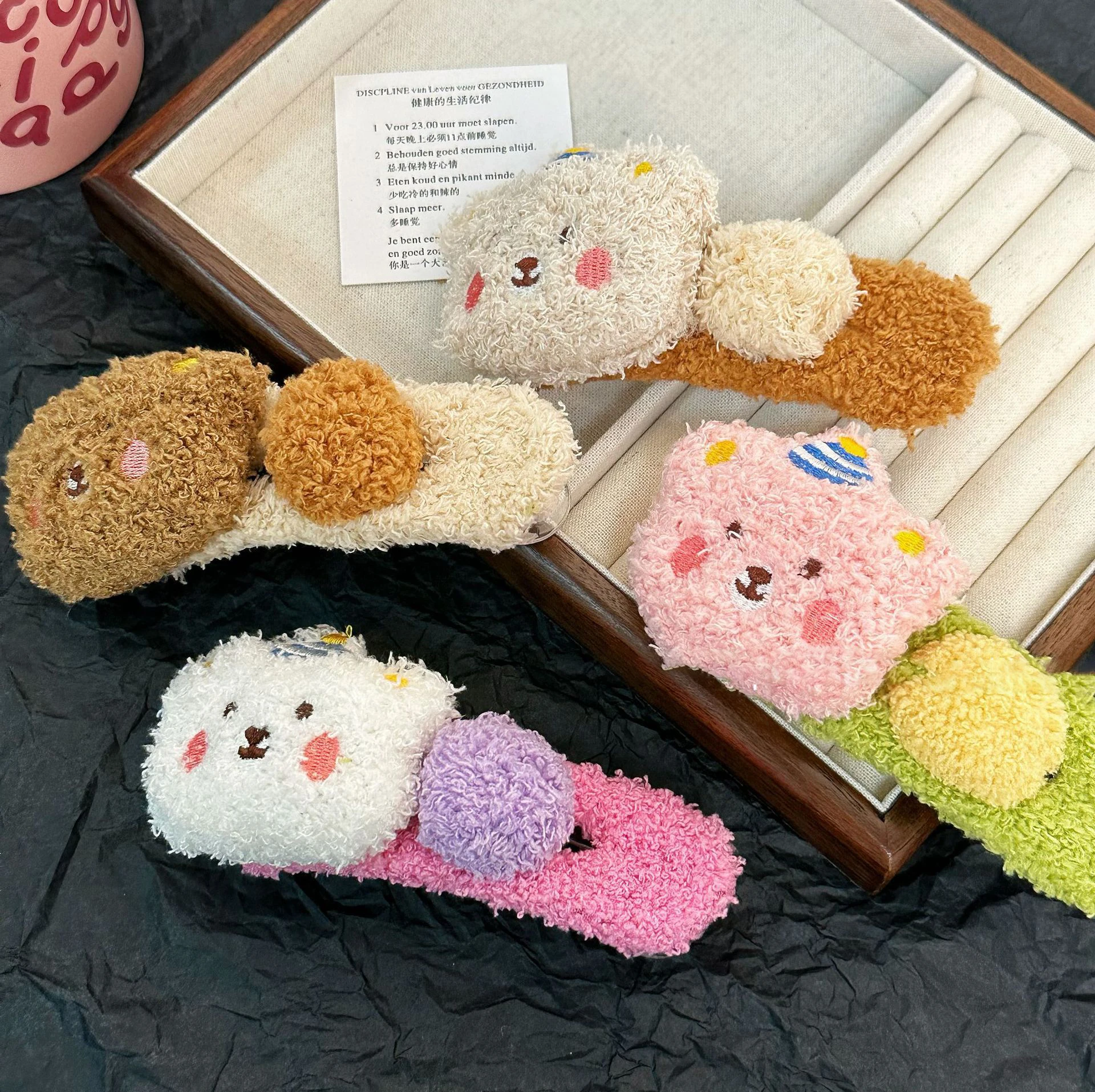 

4 Pcs Women's Hair Clips Set Plush Kawaii Sweet Cute Hair Pin High-qualitys Barrettes Hair Accessories For Girl Cartoon 3D Bear