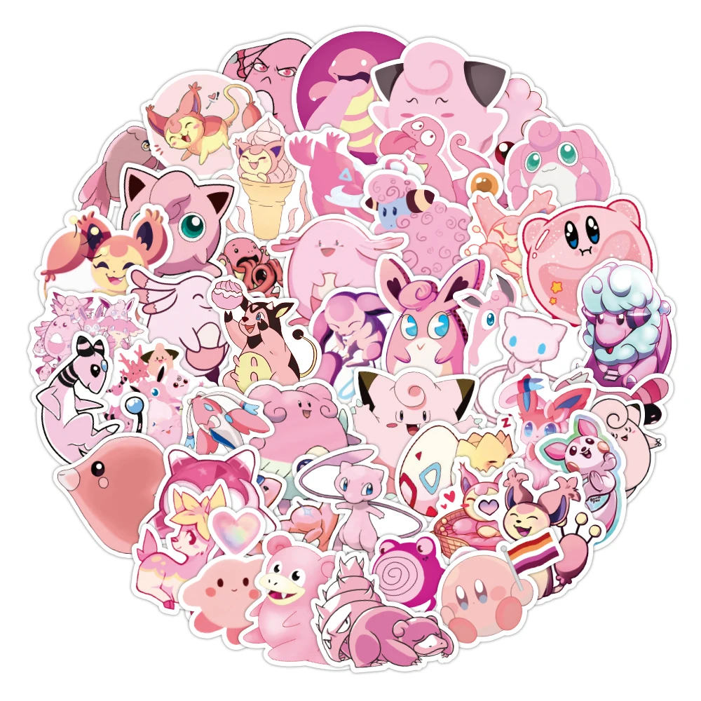 10/30/50PCS Pink Style Pokemon Anime Game Stickers Car Motorcycle Travel Luggage Guitar Fridge Laptop Classic Toy Kawaii Sticker