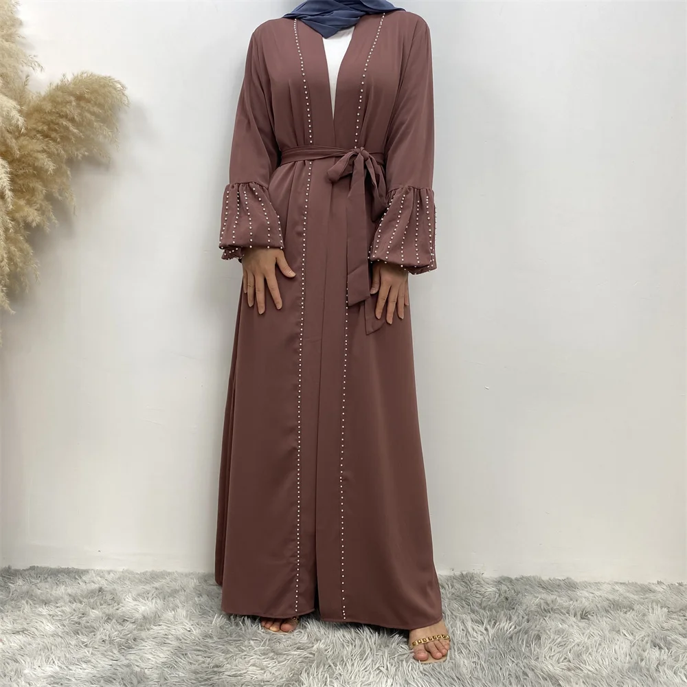 Arab Turkey fashion hot new cardigan dress nail beads loose style Muslim women fashion elegant temperament women\'s wear