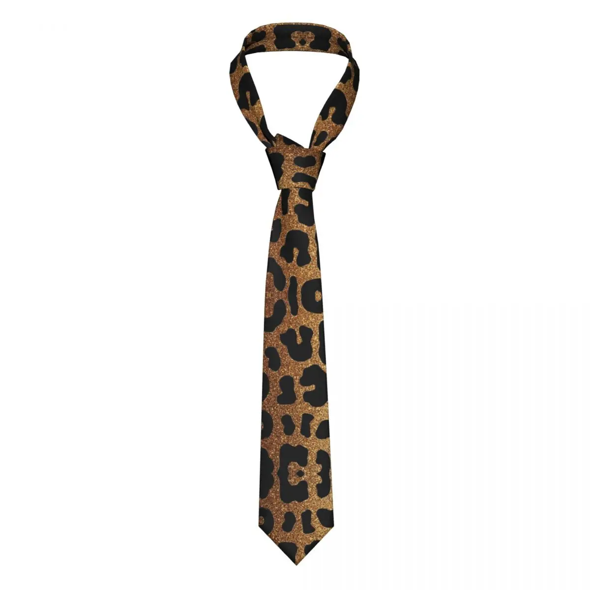 Glitter Leopard Men Neckties Silk Polyester 8 cm Narrow Tiger King Neck Tie for Men Suits Accessories Cravat Wedding Party