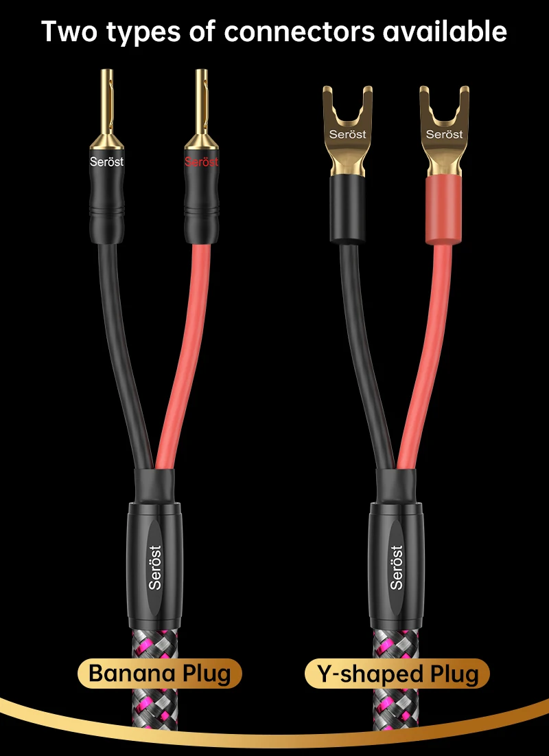Serost Moon 12AWG HiFi-Audiokabel 99,9999% OCC Einkristallkupfer Y- oder Bananenstecker Lautsprecherkabel für Verstärker HiFi-System – Detail 6