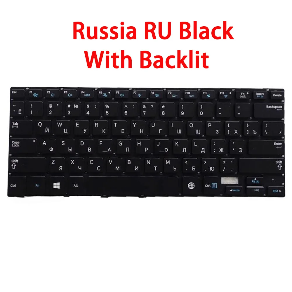 Laptop Keyboard For Samsung NP740U3E 740U3E NP730U3E 730U3E Russia RU English US With Backlit Silver Black New