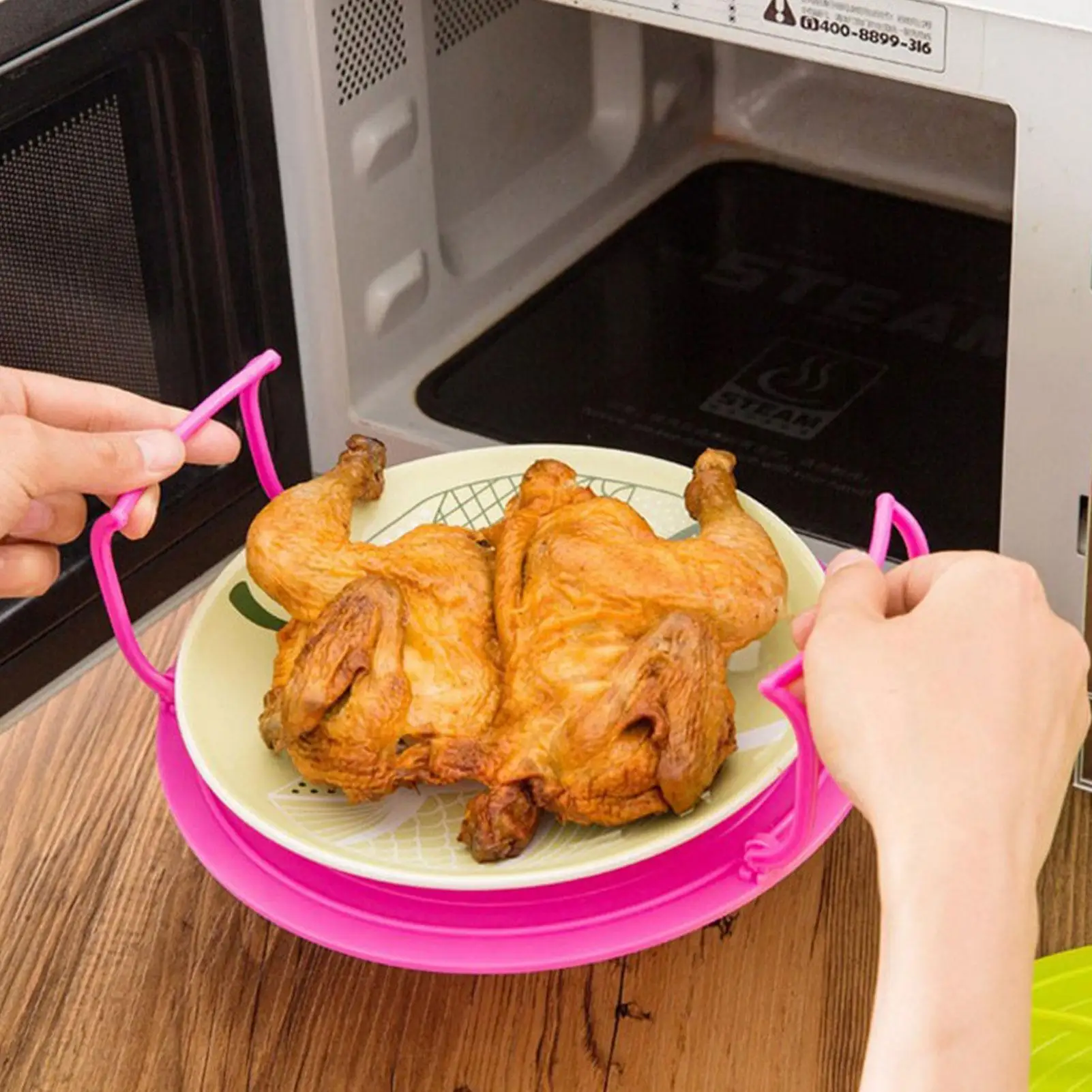 Folding Microwave Tray | Microwave Oven Tray | Microwave Plate Holder Food Splatter Cover Carrying Tray With Flexible Handles