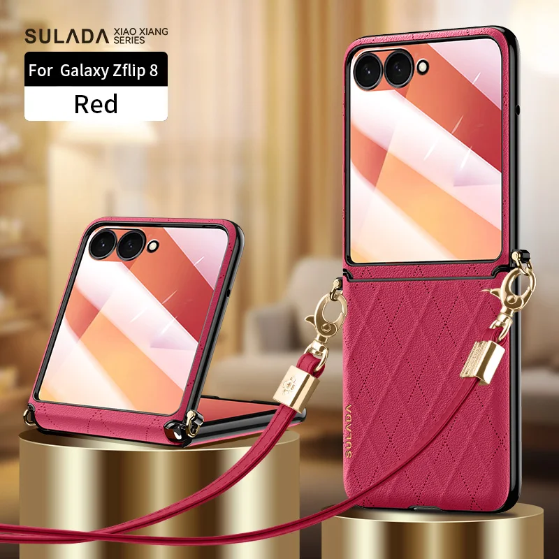 

Sulada diamond pattern crossbody phone case for samsung z flip8 7 6fashionelegance with lanyard 2-in-1 for samsung z flip7 case