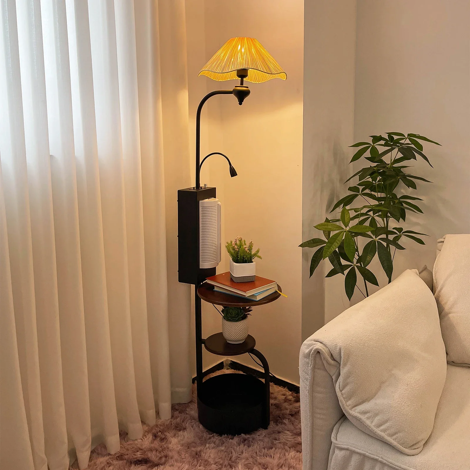 

Contemporary Creative Smart Storage Floor Light With Fan Patent Corner Minimalist Living Room Standing Led Modern Fan Floor Lamp