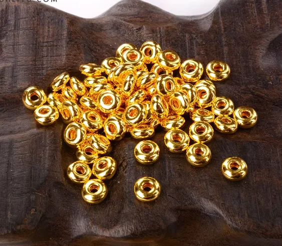 24k pure gold beads 999 real gold spacers  gold wheel stoppers