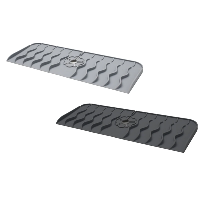 Hot Silicone Faucet Mat Water Ripples Kitchen Faucet Water Catcher Mat Large Sink Splash Pad Countertop Protector