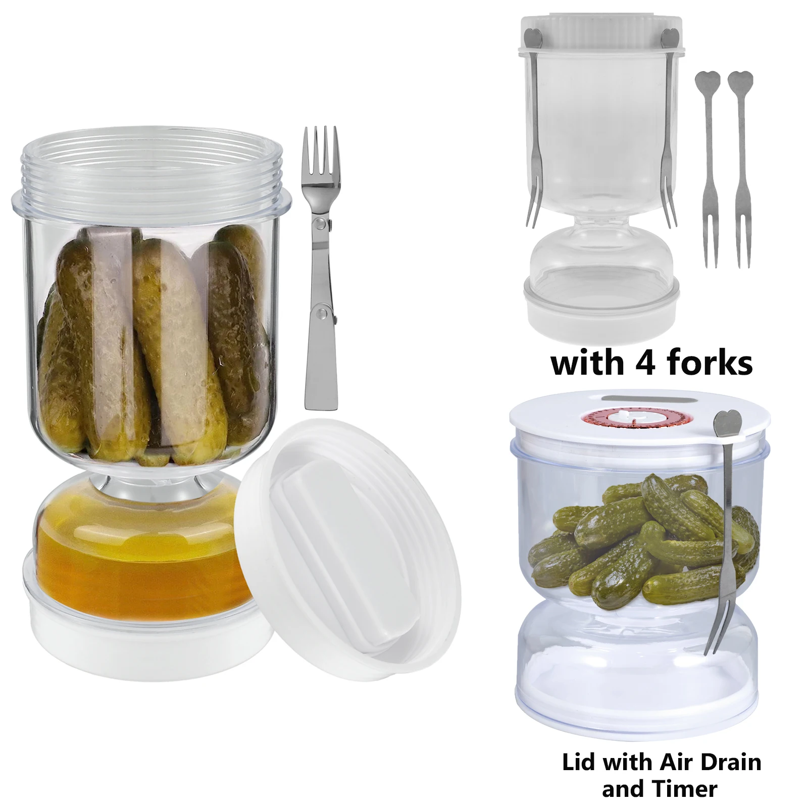 

Банка для соленок с вилкой, банка для маринованных и оливок, песочные часы, диспенсер для сухой и влажной воды, контейнер для огурцов для кухни, герметичные контейнеры для пищевых продуктов