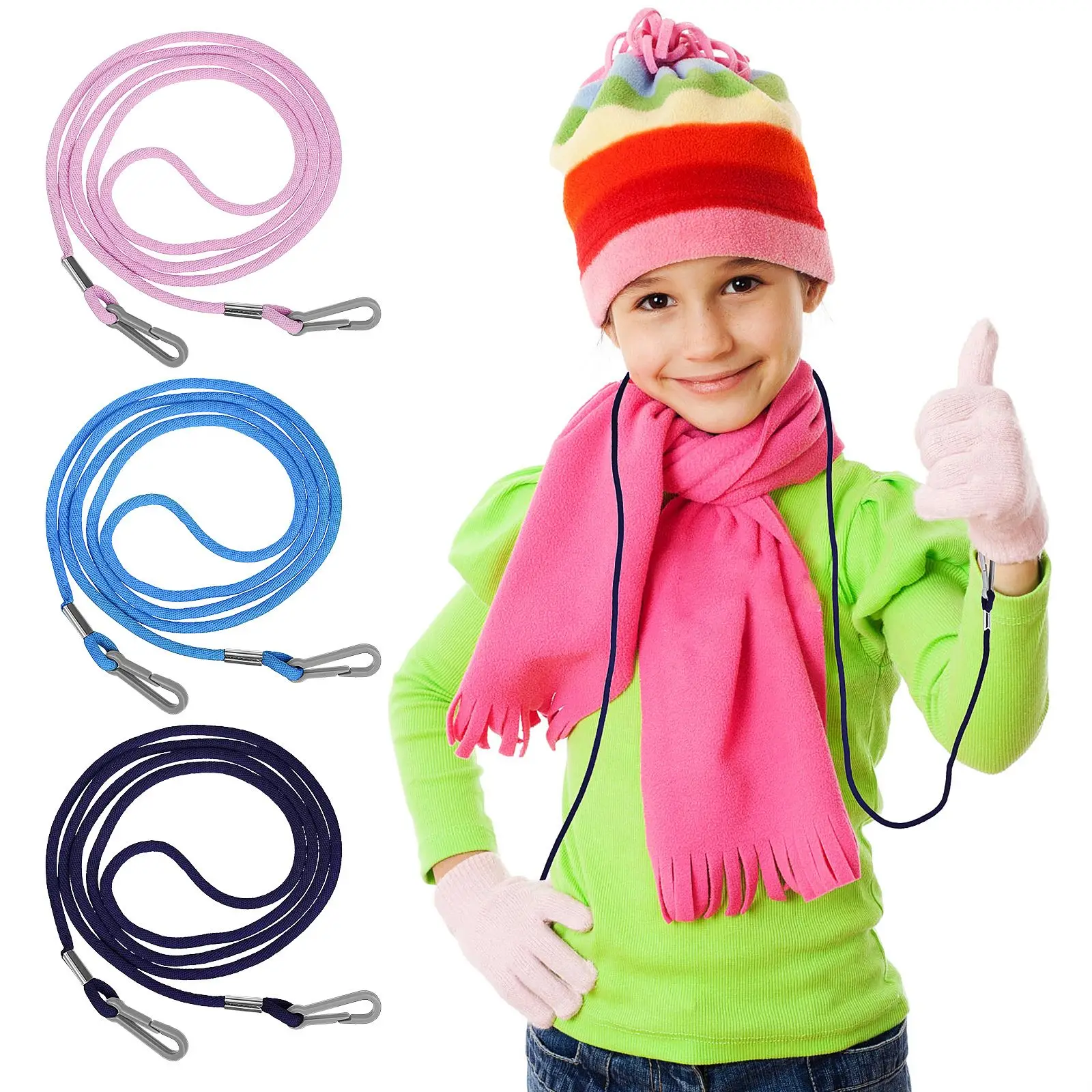 

6Pcs Anti Lost Glove Straps Mitten Clips Multiuse Kids neck Lanyard Ski Glove Clips Rope Mitten Lanyard String For Kids Toddlers