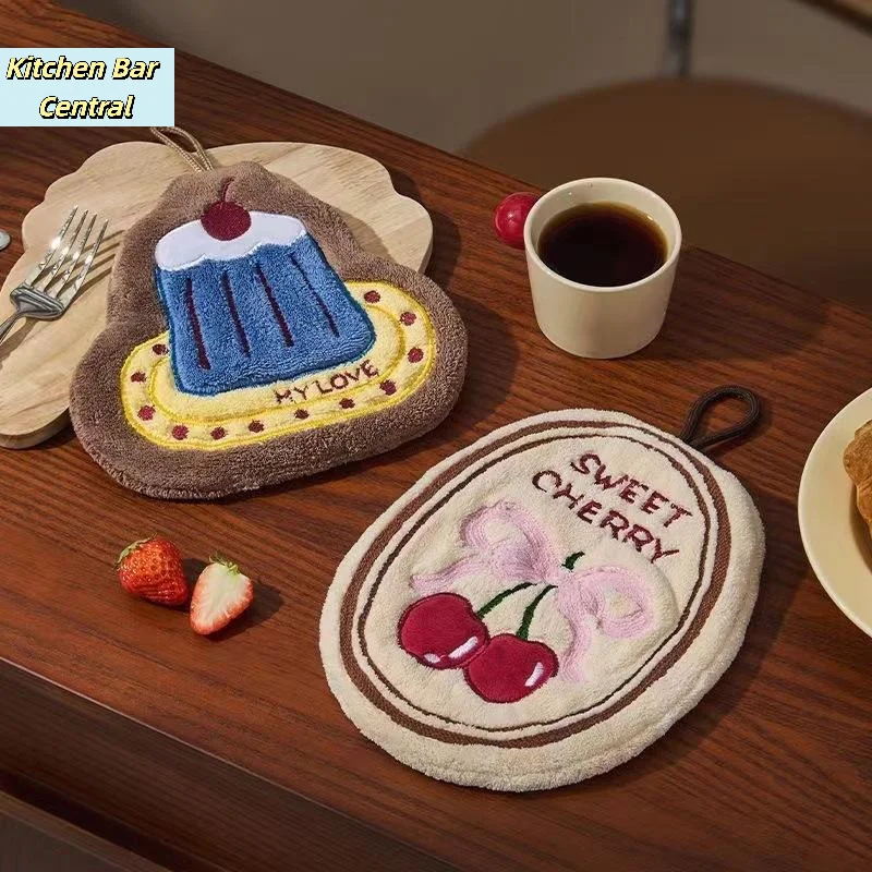 【1PC Kitchen Hand Towel Bathroom Absorbent Hand Towel Wall Hanging Cloth Thickened Handkerchief Cleaning Cloth】