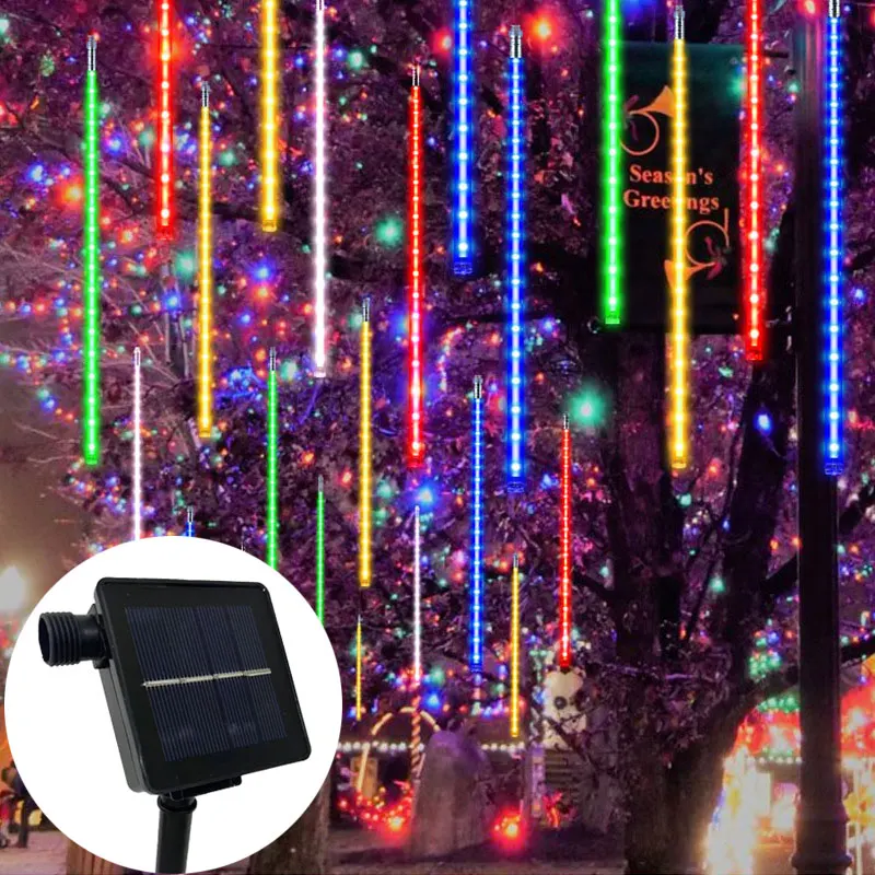 

Outdoor Solar LED Meteor Shower Light 8 Tubes 30/50cm Hanging String Lights for Garden Christmas Tree Holiday Party Decoation