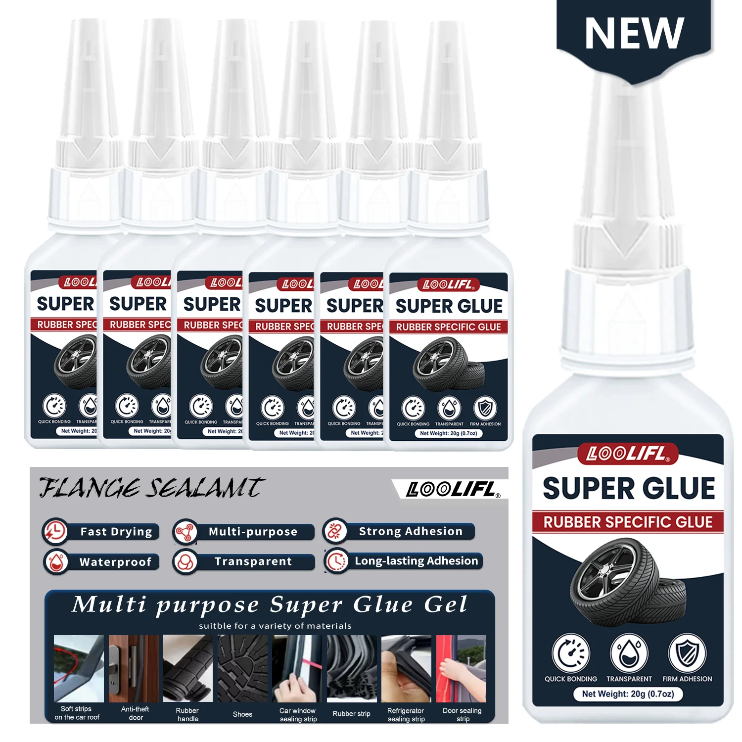 1–7 Stück SuperGlue, superstarker Klebstoff, geeignet für sofortigen, transparenten Kleber von Kunststoffen, Metallen, Holz, Kunsthandwerk, Glas und Gummi
