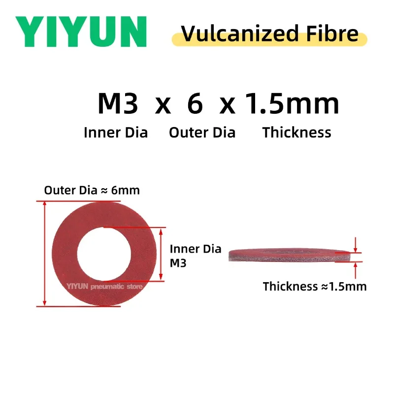 100-1000pcs M2 M3 M4 M5 M6 M8 Red Insulating Gasket Spacer Vulcanized Fibre Insulation Washer Washers Gaskets 0.5-1mm Thickness