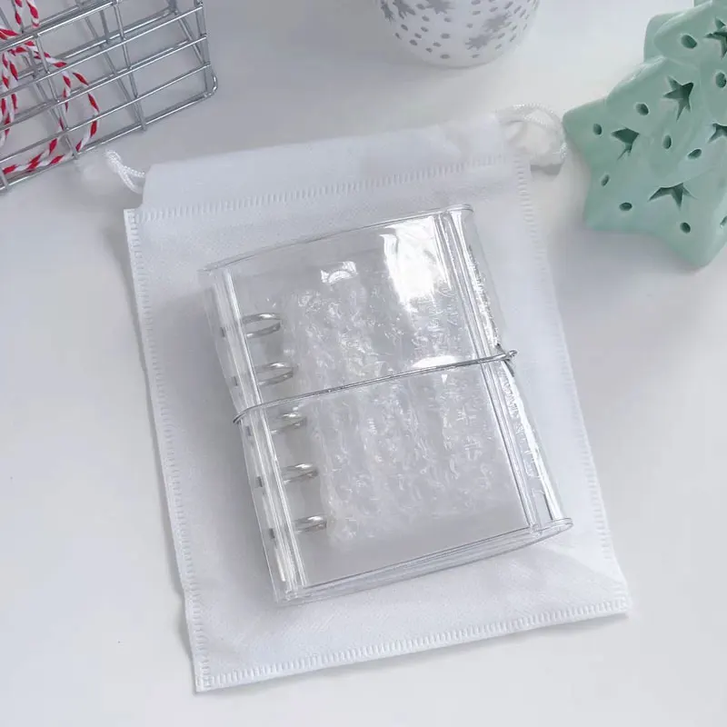 1Piece M5 5 Rings Loose Leaf Binder Notebook Planner Storage Collect Book Soft Clear PVC Notebook Cover Shells Closure Stationer