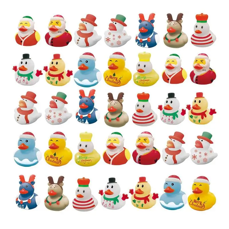 Baby Christmas Ducks Toys Kids Shower Bath Toy Float Squeaky Sound Duck Funny Swimming Water Play Game Gift For Children