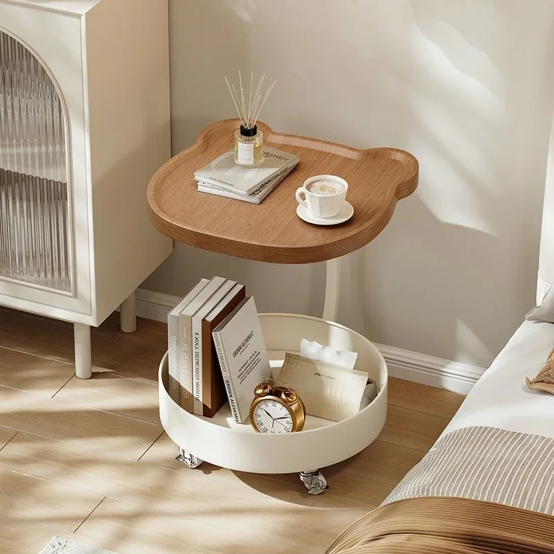 

Cream wind sofa side table mobile living room coffee table household modern simple creative storage side cabinet bedside