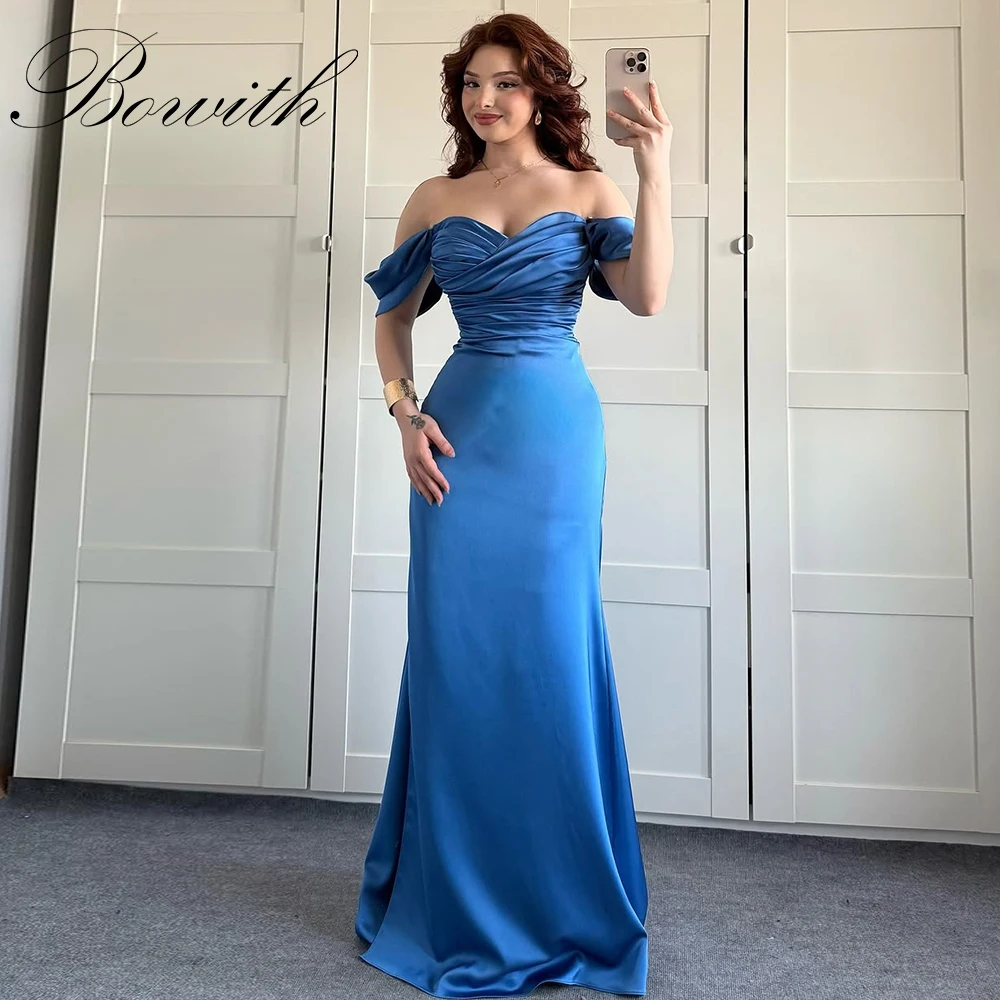 

Bowith Off the Shoulder Formal Evening Dresses A-line Floor-Length Prom Gown for Women vestidos de fiesta Lace-up Party Gown