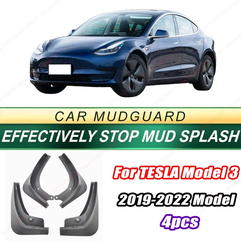 For TESLA Model 3 2019-2022 Model 4PCS Front Rear Mud Flaps Splash Guards Fender Mudguards Auto Accessories