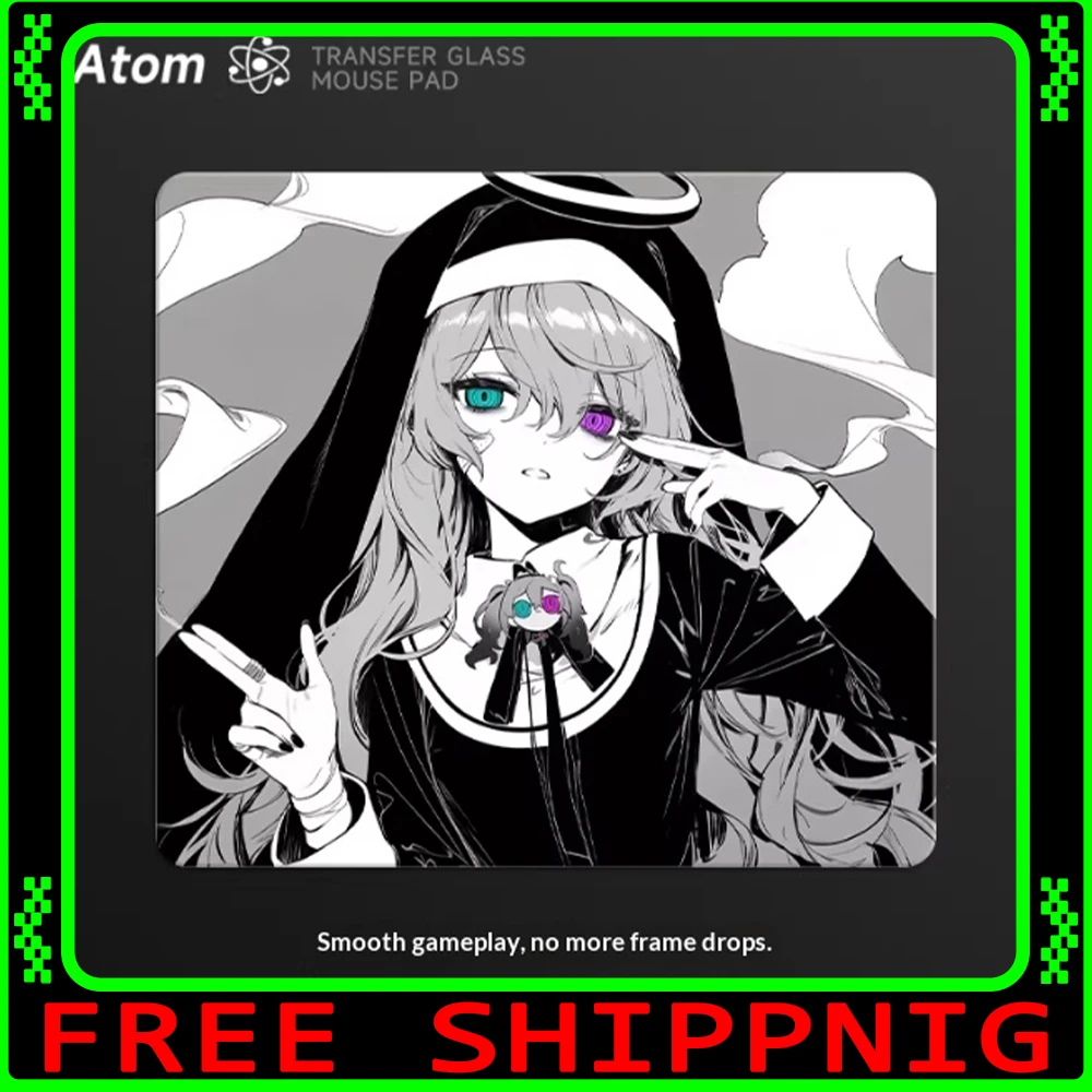 ATOM Glass Mousepad Both Smoothness And Speed Mouse Pad Laser Engraving Forge Dirt Tolerance For APEX Valorant Pc Accessories
