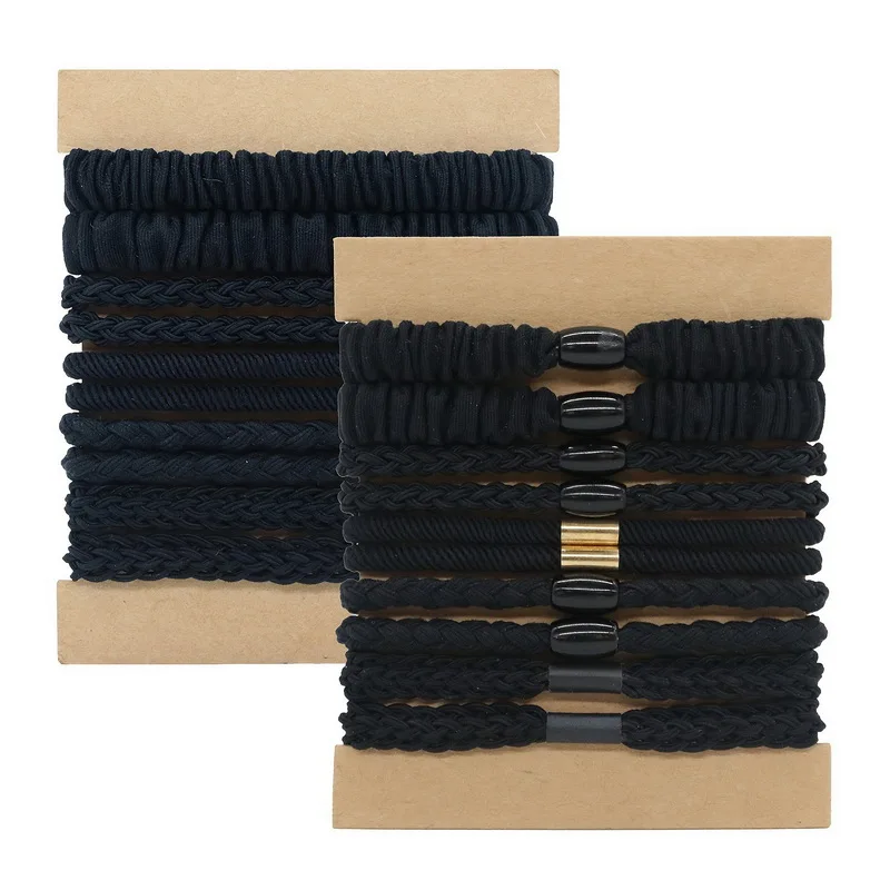 10pcs/set Women Elastic Hair Rubber Bands Girls Silk Hair Scrunchie Black Hair Tie satin Hair Rope Hairbands hair accessories view 6