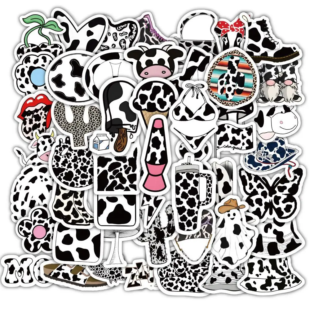 10/30/60/120PCS Cow Print Style Personalized Stickers Cartoon Graffiti Decoration Car Laptop Luggage Skateboard Waterproof Decal