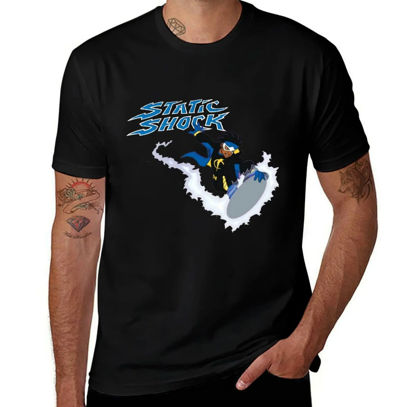 Static Shock T-Shirt Casual All Match Tee Shirt for Men T-Shirt