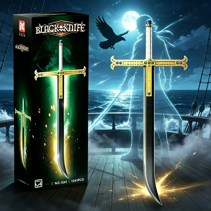 Grand Swordsman Eagle Eye Black Knife Building Blocks Sword Model MOC Bricks Collectible Display Toy Gift for Anime Enthusias