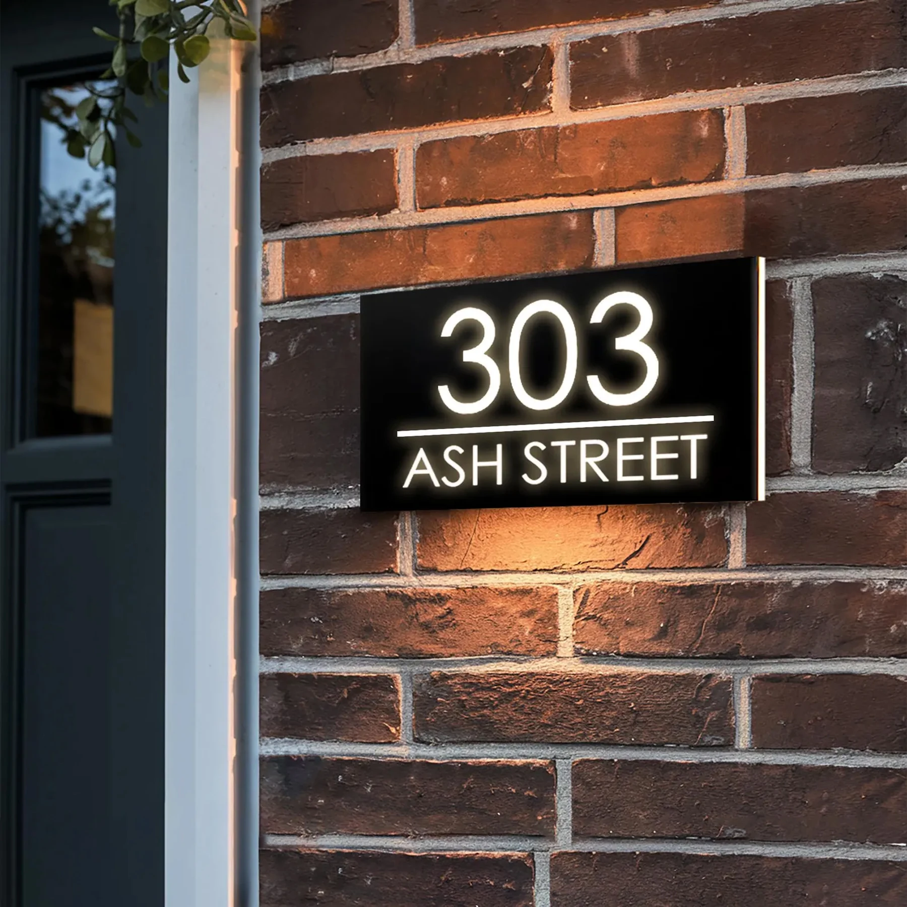 Custom LED Backlit House Number Sign Modern Illuminated Address Plaque Personalized Metal House Sign Lighted Address Plaque