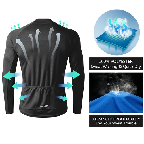 Imagen 2 del producto INBIKE-ropa de ciclismo de manga larga para hombre, Top de secado rápido, ropa profesional ajustada para bicicleta de montaña y carretera, primavera, verano y otoño