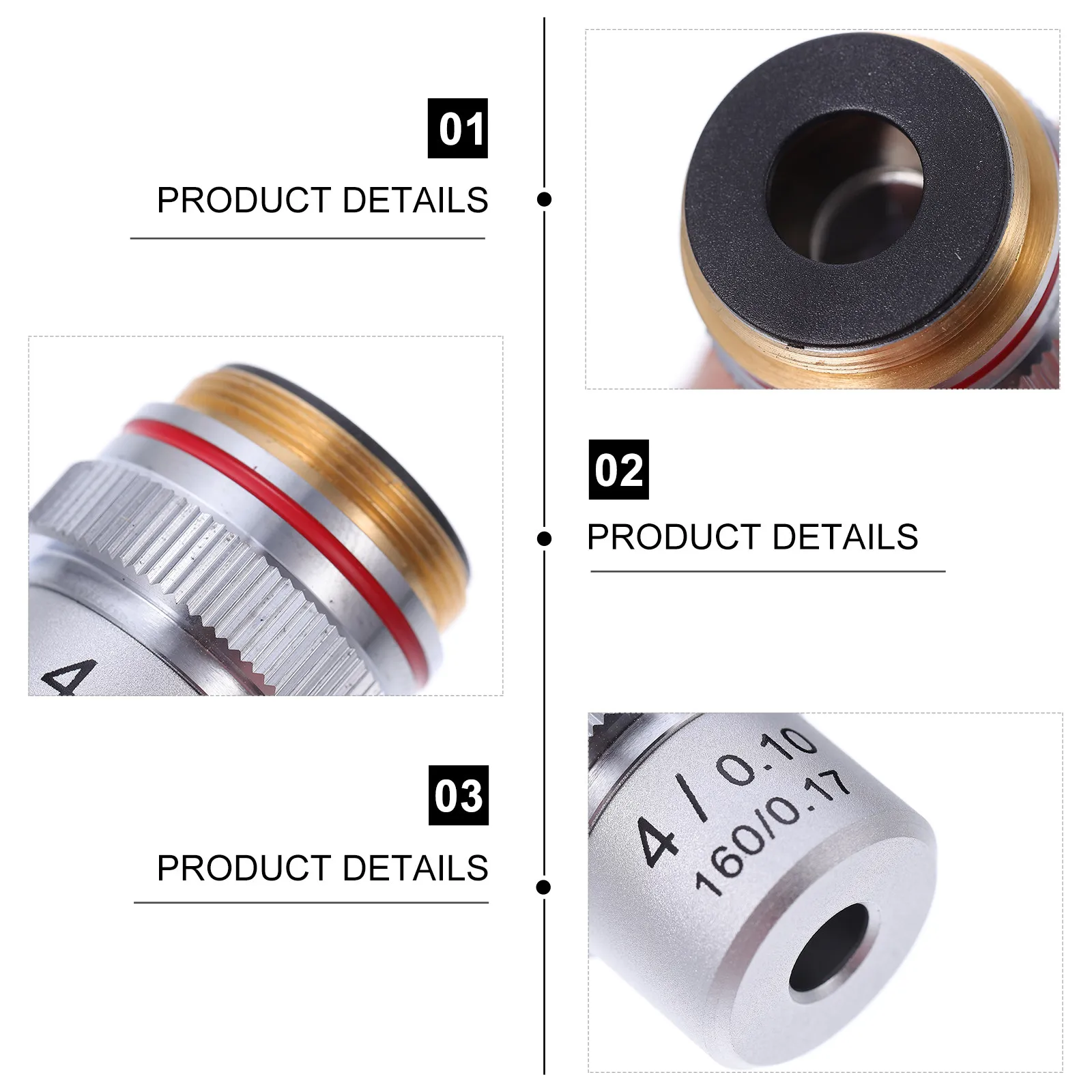 4X Objective Lens for Biological Microscope High Durability Steel Shell Neat Polished Surface Eliminates Reflections