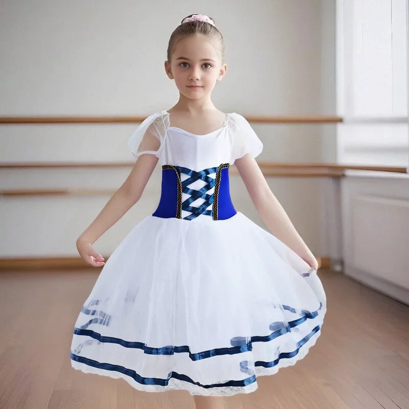 

Blue white Adult Kids Long Professional Ballet Tutu Swan Lake Ballet Costume Ballerina Ballet Dress Girls Performance Dancewear