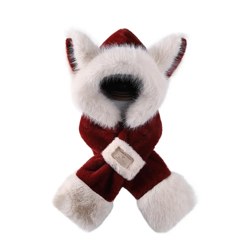 قبعة تيدي بير مع وشاح شتوي دافئ للنساء في عيد الميلاد مريحة في الهواء الطلق