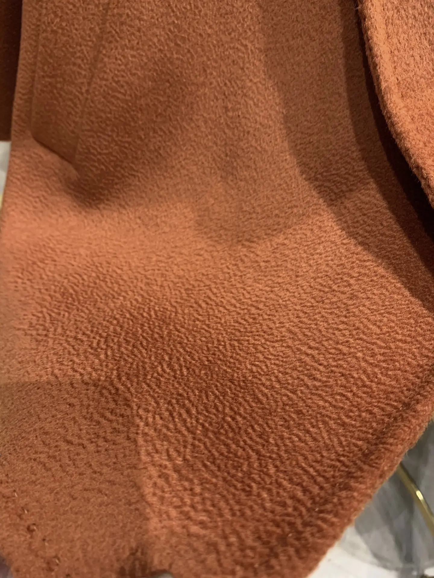 Autumn Coat for Women 2026 Winter 100% Cashmere Water Ripple Camel Coat Loose Pumpkin Color High-end Fashion Elegant