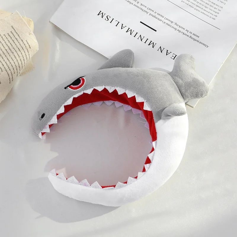 New Cute Plush Shark Hair Bands Women Fun Cartoon Modelling Non-slip Headbands Wash Face Hair Accessories Girls Headwear