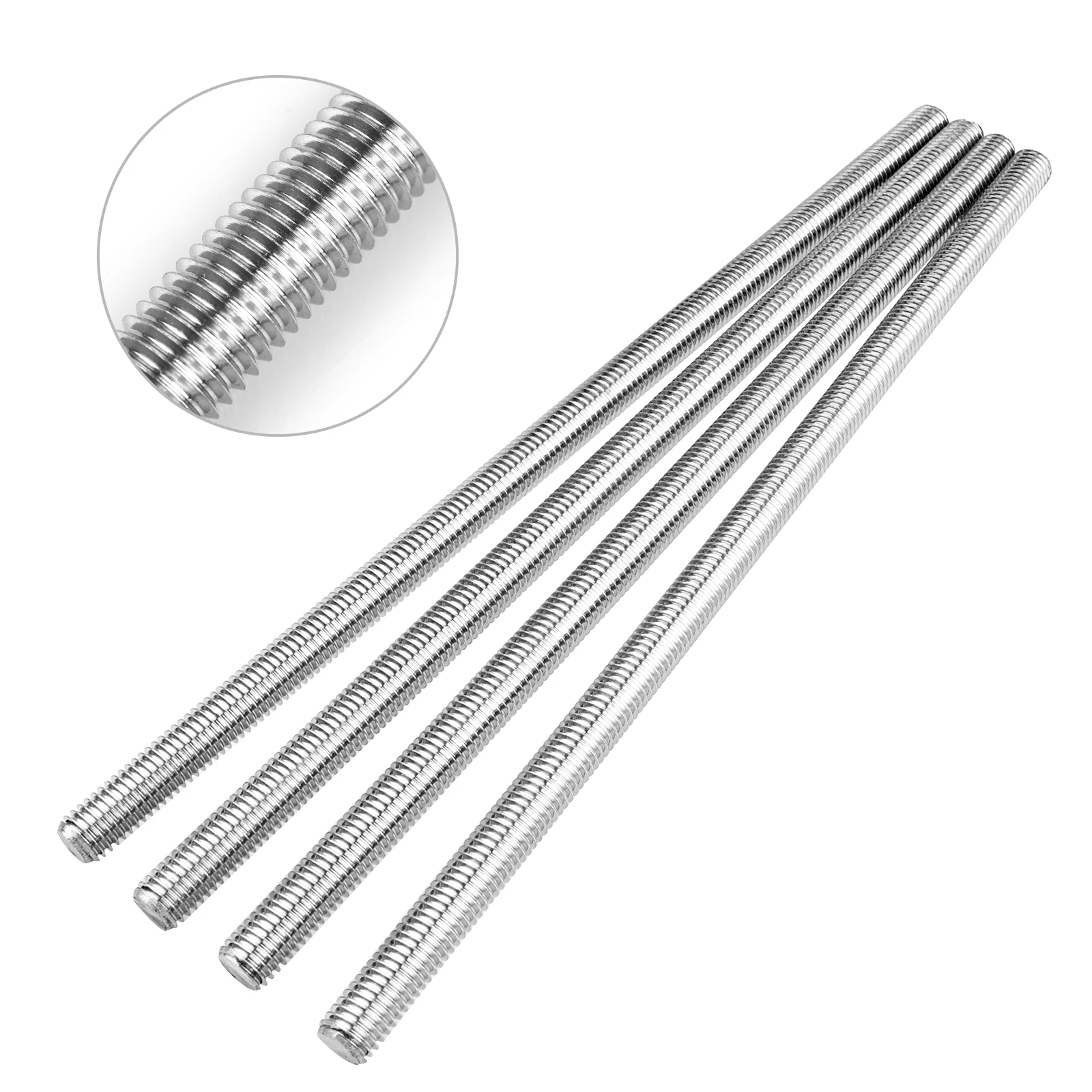 4pcs M4 M5 M6 M8 M10 M12 M14 Full Threaded Rod Fullys Metric Thread Rods Screws 304 Stainless Steel Bolt Stud Length 250mm