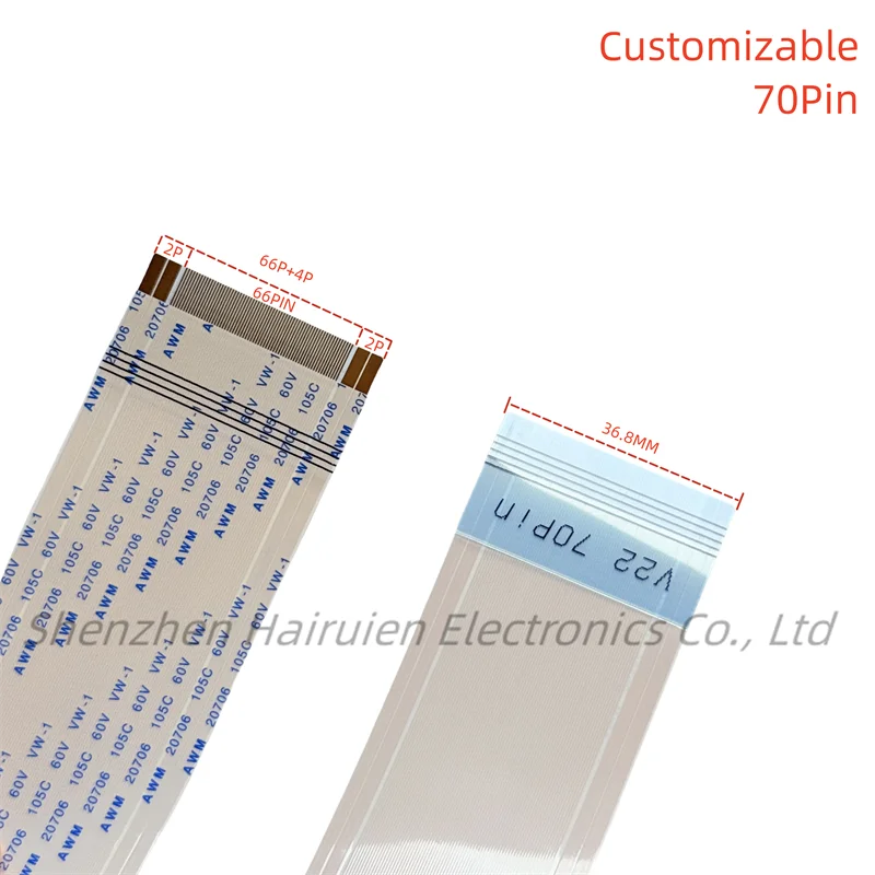 

LW770PQL screen cable 0.4 pitch 70pin (66+4) FFC ribbon cable gold-plated version can be customized