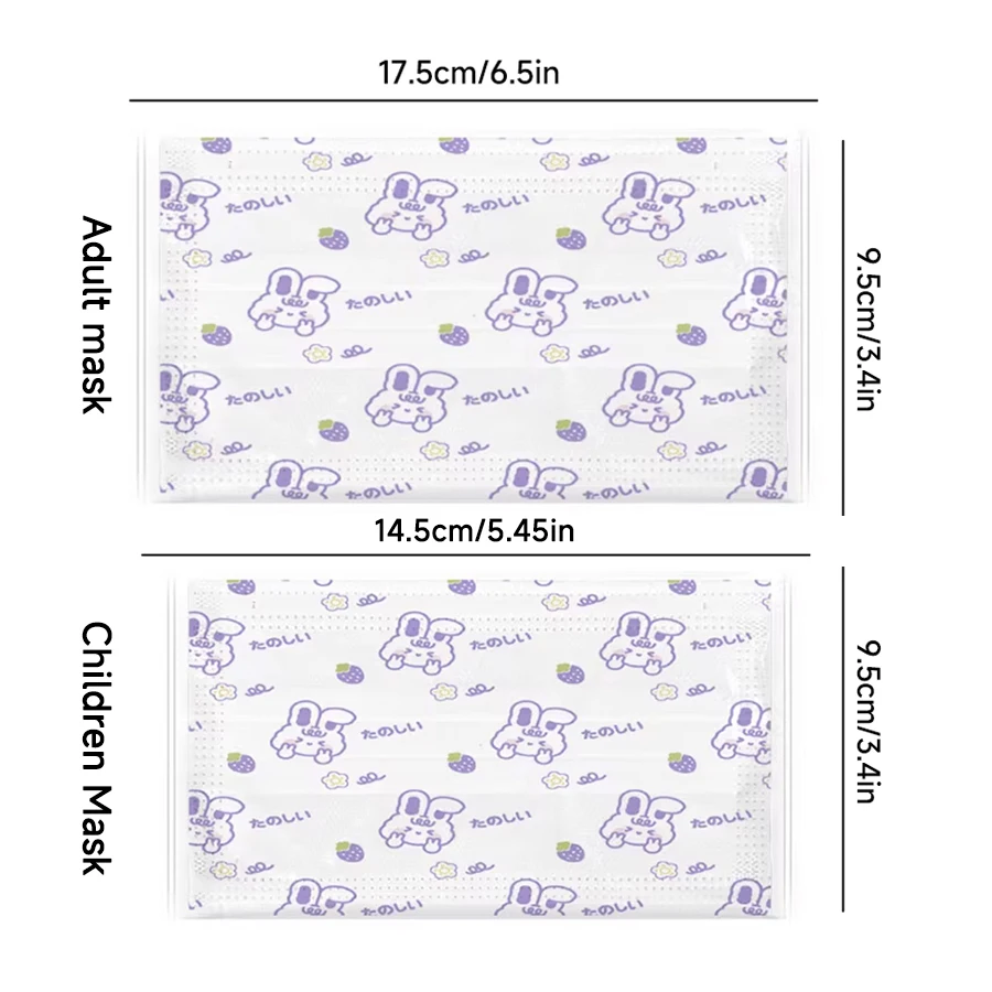 قناع وجه كرتوني للبالغين والأطفال والنساء يمكن التخلص منه بشكل فردي، قناع شبابي كاواي لطيف على شكل أرنب فراولة وردي أرجواني #6