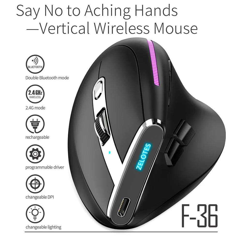 

Эргономичная вертикальная мышь 2,4G + BT1 + BT2, беспроводная правая и левая компьютерная игровая мышь, оптические USB-мыши для ноутбука