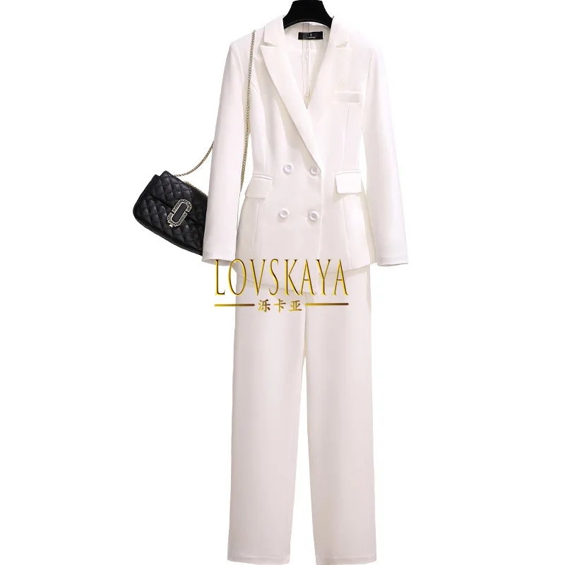 Fashionable red small suit formal dress women\'s white suit set temperament professional attire high-end feeling slim fit